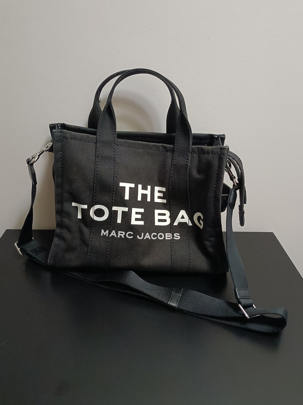 Marc Jacobs Black “THE TOTE BAG” Canvas Crossbody Tote